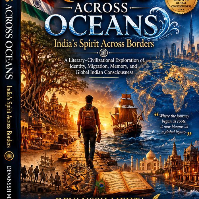 Roots Across Oceans India’s Spirit Across Borders A Literary–Civilizational Exploration of Identity, Migration, Memory, and Global Indian Consciousness By Devanssh Mehta ISBN 978-81-687042-1-3